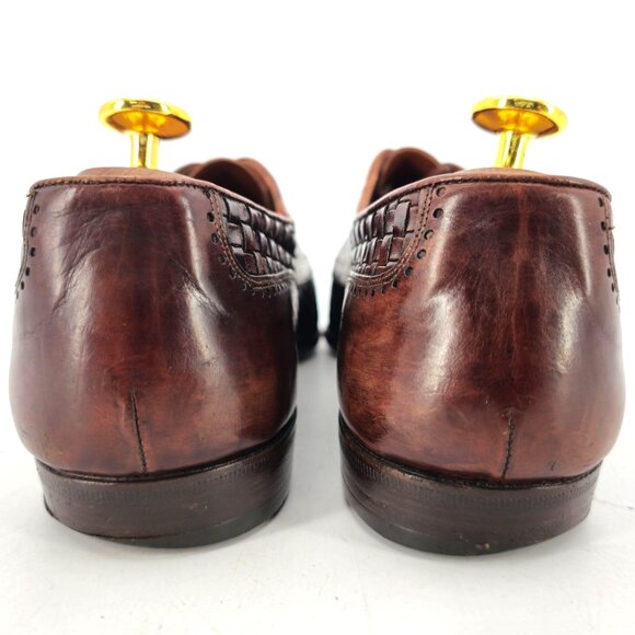 Bragano Cole Haan Woven Leather Oxfords Brown Italy Mens 9.5 Dress Shoes Vintage - Picture 7 of 11